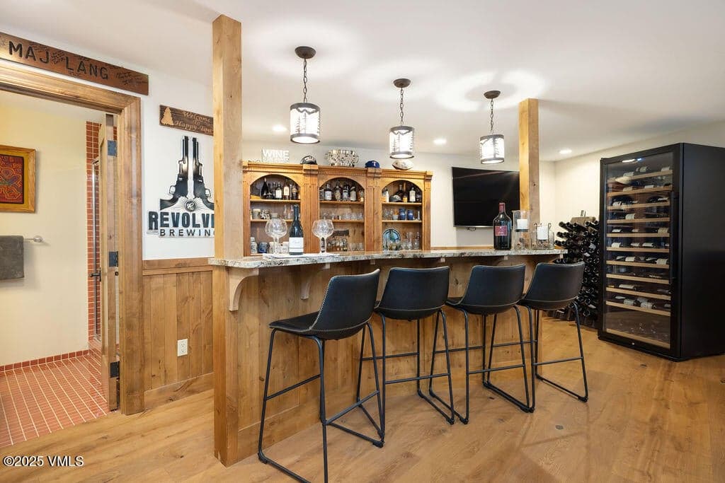 Downstairs family room with bar area