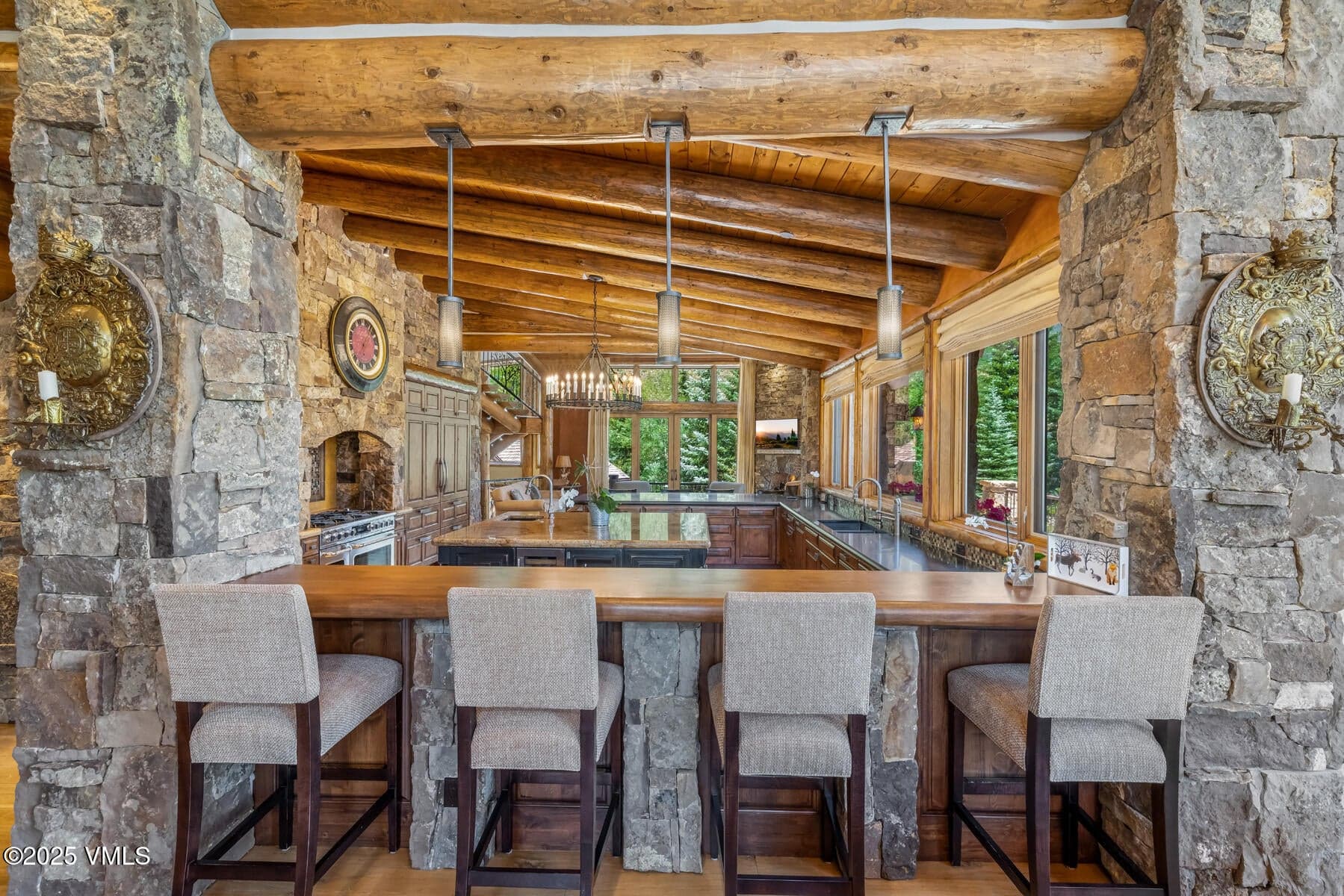 Breakfast bar looking into kitchen
