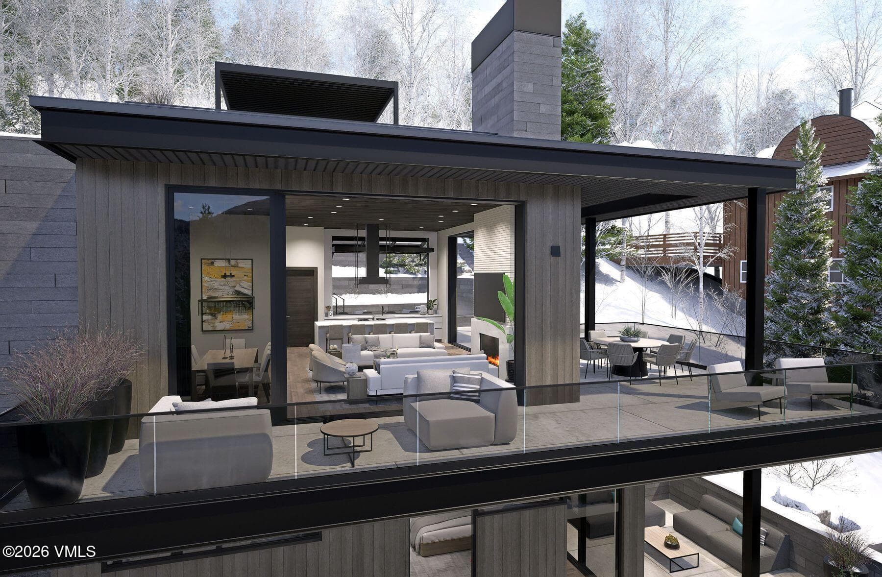 rendering north side deck into great room