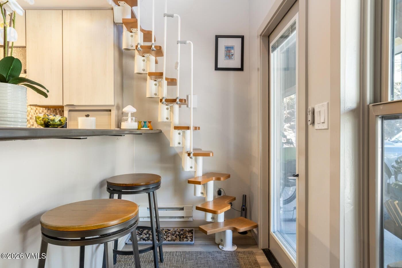 sitting area with stair to loft