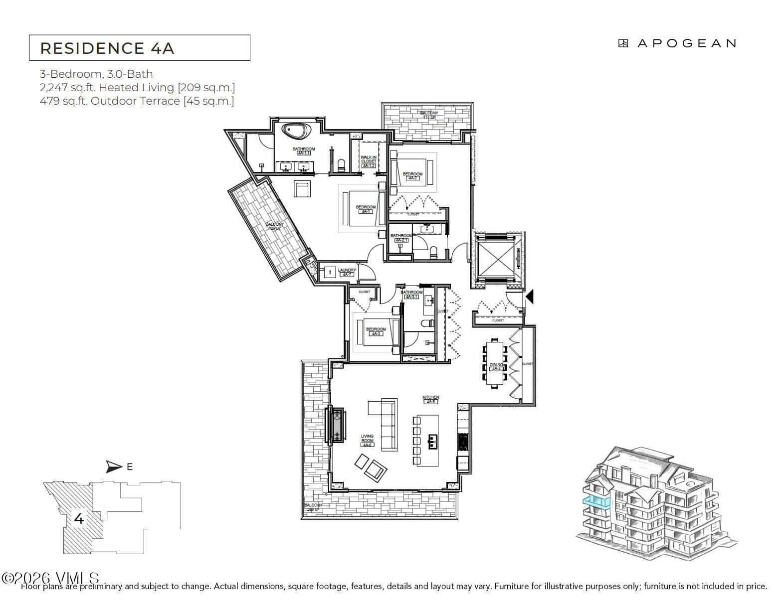 Apogean 4A Floor Plan and Plate. Subject to change.