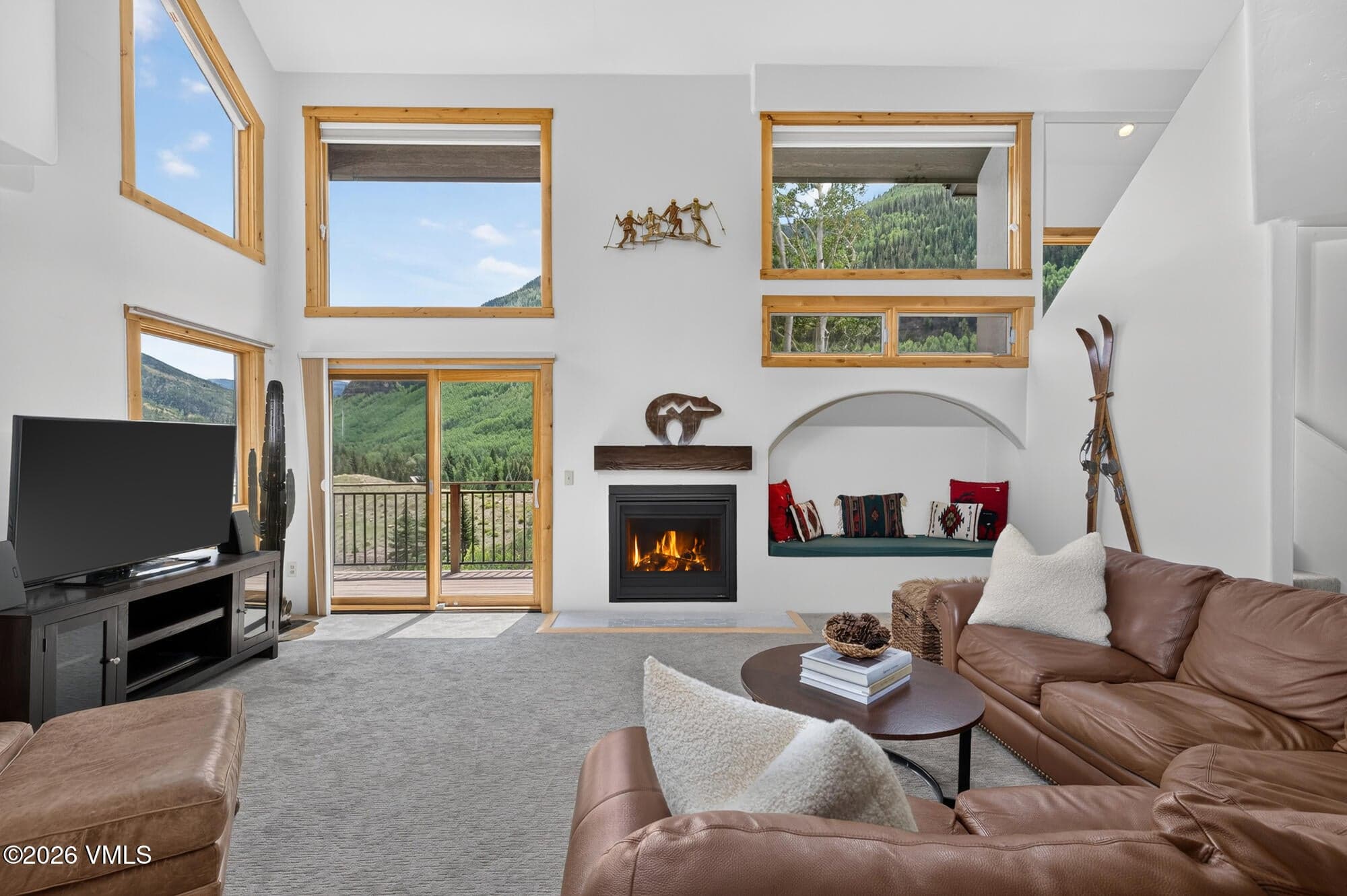 Expansive living room with vaulted ceilings